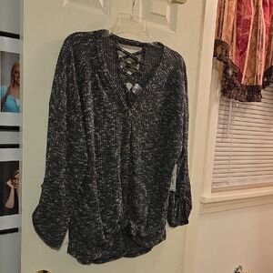 No Boundaries Black and White Knit Sweater